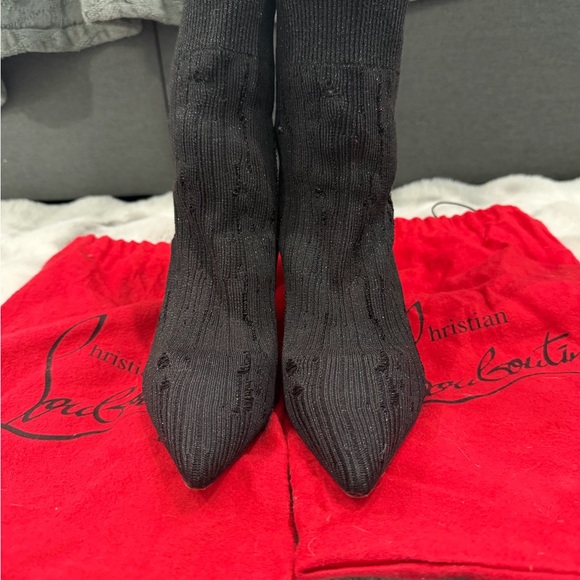 Christian Louboutin Black Heeled Sock Boots - Picture 7 of 8